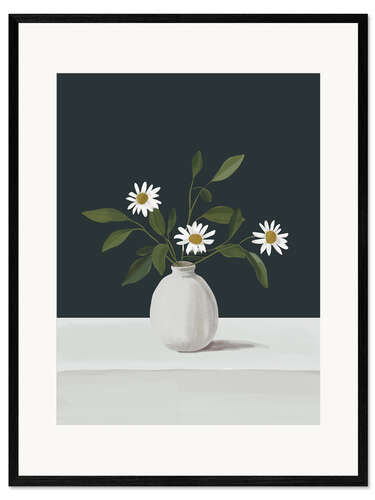 Impresión de arte enmarcada Minimalist Daisy Flowers II