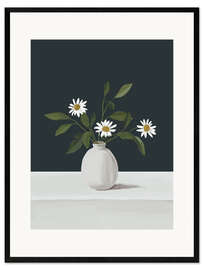 Impresión de arte enmarcada Minimalist Daisy Flowers II