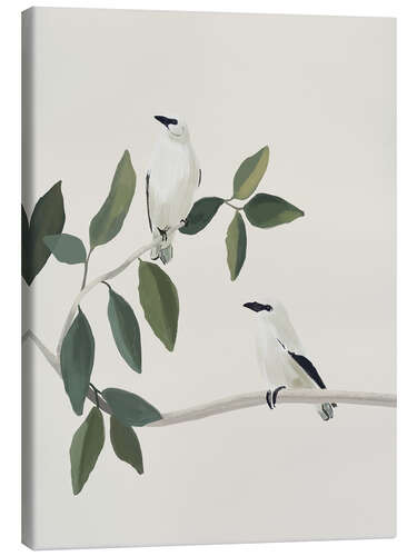Tableau sur toile White birds on a branch