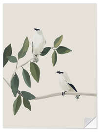Vinilo para la pared White birds on a branch