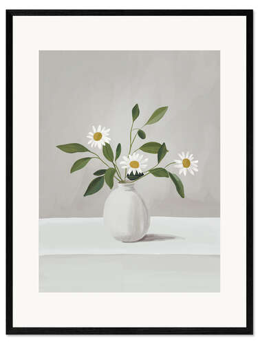 Impresión de arte enmarcada Minimalist Daisy Flowers I