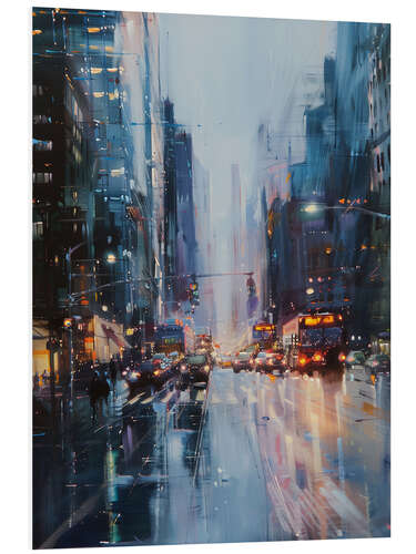 Print på skumplade Big city at night