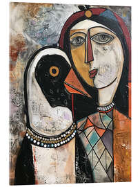 Acrylic print Woman with Penguin - Michael artefacti