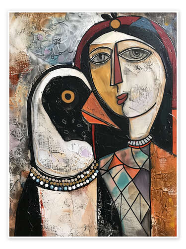 Plakat Woman with Penguin