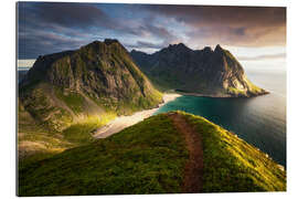 Stampa su plexi-alluminio Sunset on the Lofoten