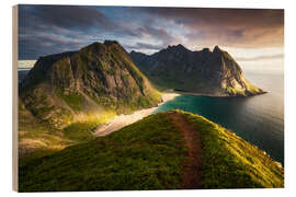 Wood print Sunset on the Lofoten