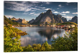 Acrylglasbild Der Fischerort Reine im Sommer, Lofoten - Dennis Fischer