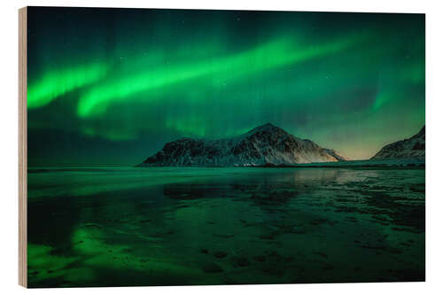 Wood print Northern Lights over Norway