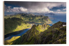 Holzbild Panoramablick auf die Lofoten - Dennis Fischer