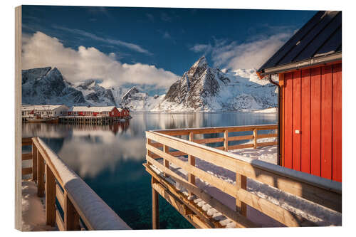Holzbild Winterliches Norwegen auf den Lofoten
