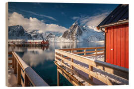 Holzbild Winterliches Norwegen auf den Lofoten - Dennis Fischer