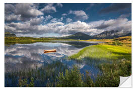 Wandsticker Spiegelung im Wasser - Lofoten, Norwegen