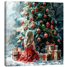 Lienzo Angel and Christmas tree - Maria Tuzhilkina