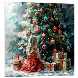 Quadro em PVC Angel and Christmas tree