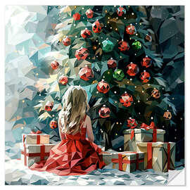 Wandsticker Engel und Weihnachtsbaum