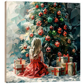 Puutaulu Angel and Christmas tree - Maria Tuzhilkina