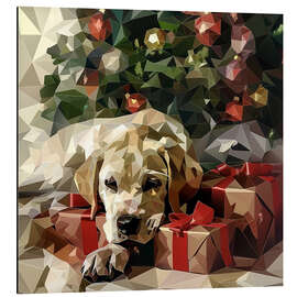 Aluminium print Christmas puppy