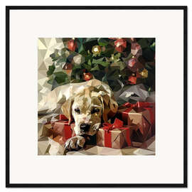 Impression artistique encadrée Christmas puppy
