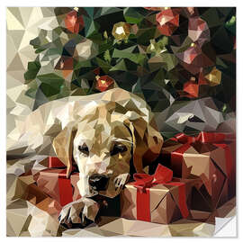 Selvklæbende plakat Christmas puppy
