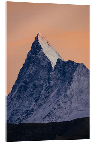 Tableau en verre acrylique Finsteraarhorn mountain peak at sunset, Switzerland