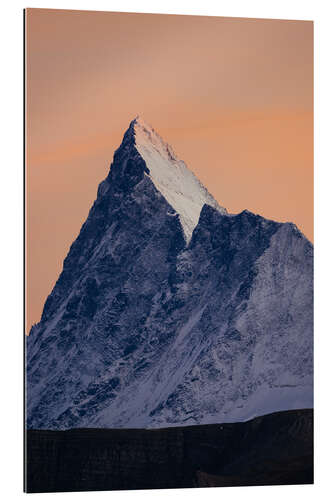 Galleritryk Finsteraarhorn mountain peak at sunset, Switzerland