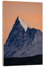 Wood print Finsteraarhorn mountain peak at sunset, Switzerland
