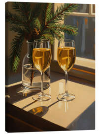 Obraz na płótnie Champagne glasses and fir branches - Felipe Hora