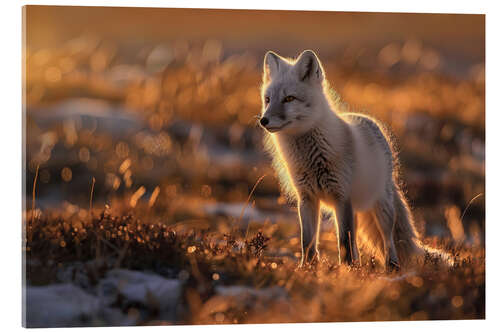 Akrylbillede Arctic fox in the Norwegian tundra in the evening light