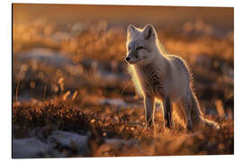 Aluminiumtavla Arctic fox in the Norwegian tundra in the evening light - Christian Müringer