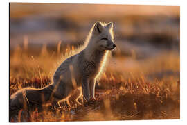 Aluminiumtavla Arctic fox in the tundra of Norway