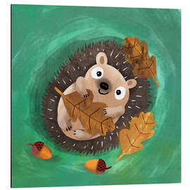 Obraz na aluminium Hedgehog with leaves - Julia Reyelt