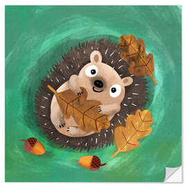 Wandsticker Igel mit Blätter
