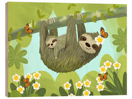 Cuadro de madera Sleeping sloths - Julia Reyelt