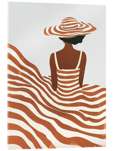 Acrylic print Striped dress and summer hat