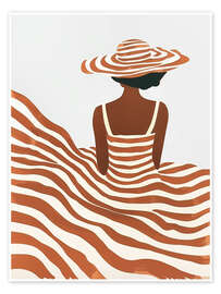 Poster Striped dress and summer hat