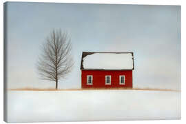 Leinwandbild Rotes Haus im Schnee - Peter Roder