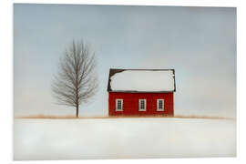 Foam board print Red House in the Snow
