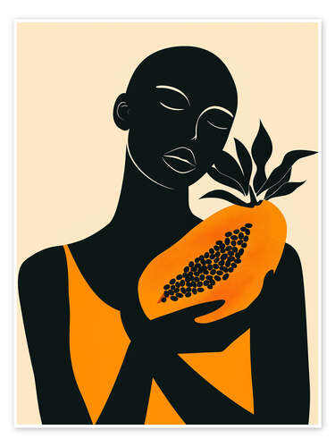 Poster Afrikanische Schönheit mit Papaya