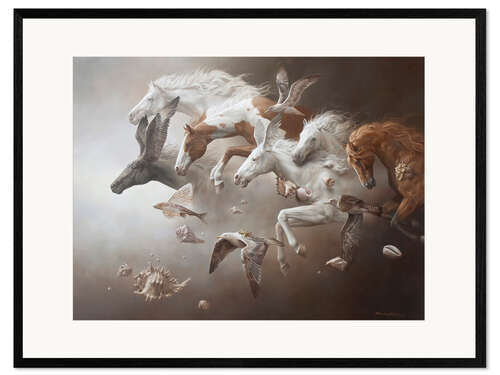 Impression artistique encadrée Les chevaux de Neptune