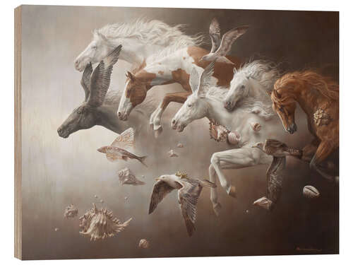 Tableau en bois Les chevaux de Neptune