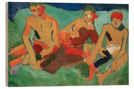 Holzbild Drei sitzende Figuren im Gras, 1906