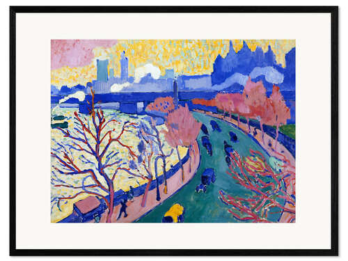 Framed art print Charing Cross Bridge in London, 1906