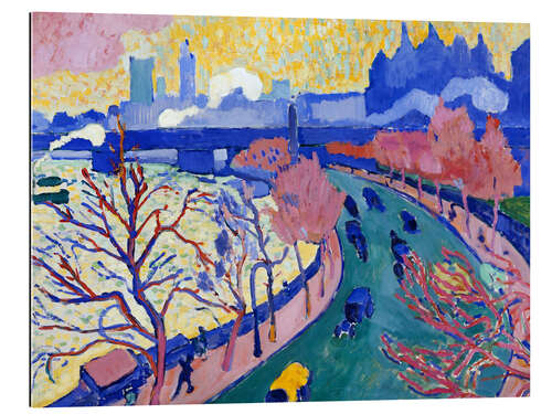 Quadro em plexi-alumínio Charing Cross Bridge in London, 1906