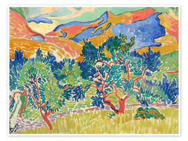 Wandbild Berge in Collioure, Les Montagnes à Collioure, 1905 - André Derain