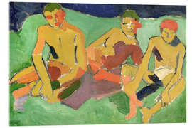 Acrylglasbild Three Figures Seated on Grass