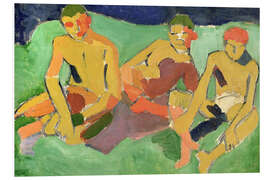 Hartschaumbild Three Figures Seated on Grass