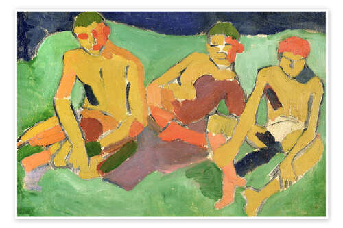 Poster Three Figures Seated on Grass