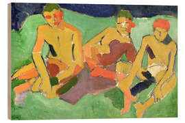 Holzbild Three Figures Seated on Grass