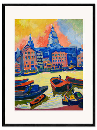 Kunsttryk i ramme London: St. Paul's Cathedral seen from the Thames, 1906