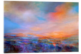 Tableau en verre acrylique Evening play of colors - glowing sun - Annette Schmucker